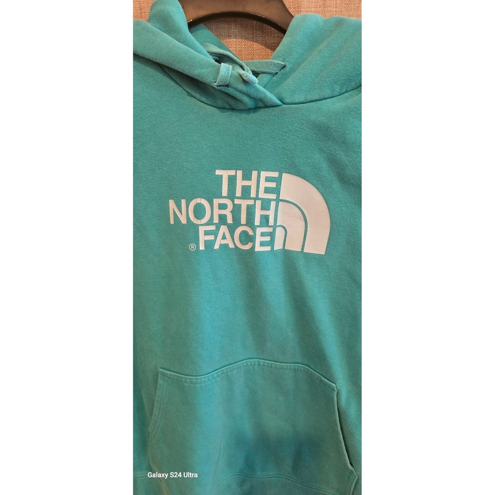 The North Face Womens Teal Blue Logo Pullover Hoodie Sweatshirt Size Large - Picture 2 of 7